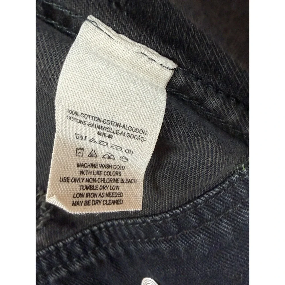 Free People Women's Black Distressed Jean Jacket Sweatshirt Sleeves No Hood Sz M